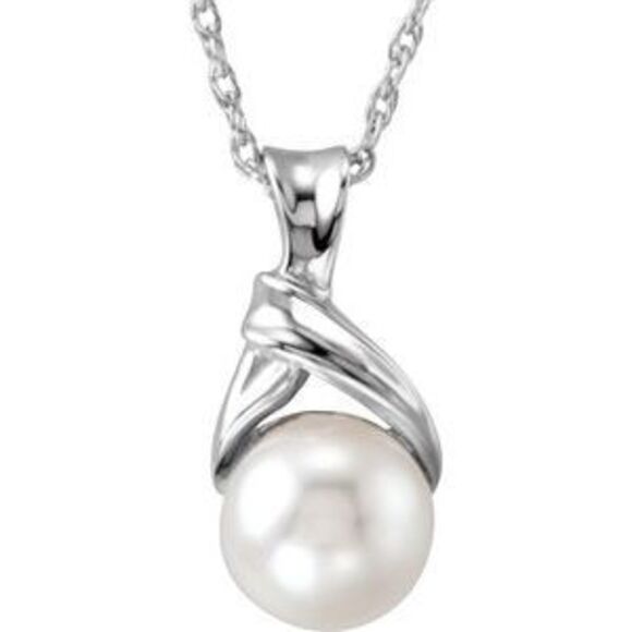 14K White Cultured White Akoya Pearl 18